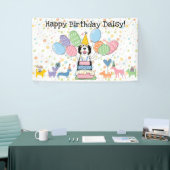 ブラック トリカラー シープアードゥードル 犬の誕生日パーティー 横断幕 (トレードショー)