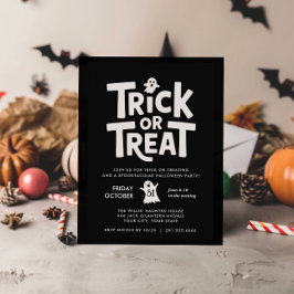 ブラック トリック オア トリート かわいい おばけ ハロウィン パーティー 招待状