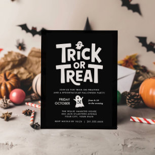 ブラック トリック オア トリート かわいい おばけ ハロウィン パーティー 招待状