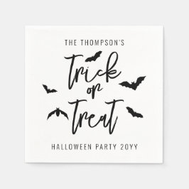 ブラック トリック オア トリート スクリプト ハロウィン コウモリ スタンダードカクテルナプキン