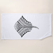 ブラック·トリバル·スティングレイ·マンタ·レイ ビーチタオル (正面)