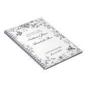 ブラック・トワル・ド・ジュイの結婚式のイニシャル ウェディング・ブライド&グルーム ノートブック (右側)
