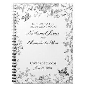 ブラック・トワル・ド・ジュイの結婚式のイニシャル ウェディング・ブライド＆グルーム ノートブック