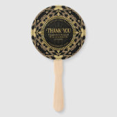 ブラック+トープ金ゴールドモダンアールデコありがとう ハンドファン (正面)