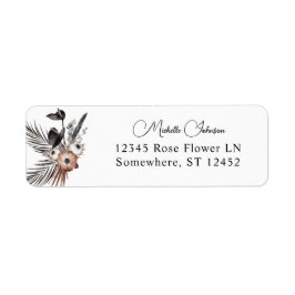 ブラック&ナチュラルフローラボホ差出人住所ラベル2 ラベル