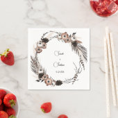 ブラック&ナチュラルフローラボーホ名V2 スタンダードカクテルナプキン (インサイチュ)