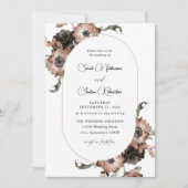 ブラック&ナチュラルフローラ結婚ズ 招待状 (正面)