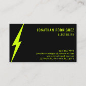 ブラック&ネオンイエロー照明カスタム電気技師 名刺 (正面)