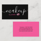 ブラック&ネオンピンクタイポグラフィMUA名刺 名刺 (正面/裏面)