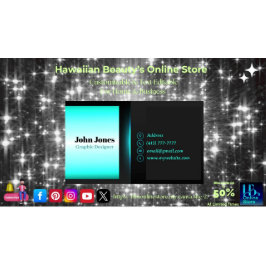 ブラック&ネオンブルーの名刺16パック100 名刺