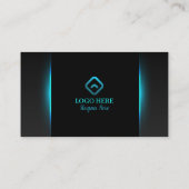 ブラック&ネオンブルーの名刺16パック100 名刺 (裏面)