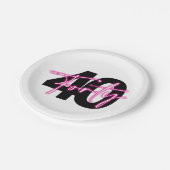 ブラック ネオン ピンク フォーティ 40歳の誕生日 紙皿 (アングル)