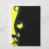 ブラック & ネオン ブライト イエロー スワール スイート 16 パーティー 招待状 (裏面)