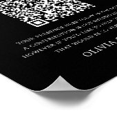 ブラック |ハネムーン基金QRコード結婚のサイン ポスター (角)