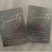 ブラック&バラゴールドフォイルスクリプト70thバースデーパーティー 箔招待状