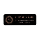 ブラック&バラフェイク金ゴールドデコイニシャルモノグラム ラベル (正面)