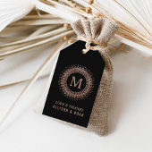 ブラック&バラフェイク金ゴールドデコモノグラム結婚式の引き出物 ギフトタグ