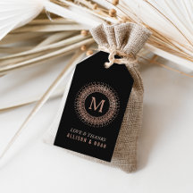 ブラック&バラフェイク金ゴールドデコモノグラム結婚式の引き出物