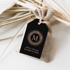 ブラック&バラフェイク金ゴールドデコモノグラム結婚式の引き出物 ギフトタグ