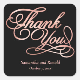 ブラック&バラ金ゴールドありがとう書結婚道 スクエアシール