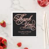 ブラック&バラ金ゴールドありがとう書結婚道 スタンダードカクテルナプキン (インサイチュ)
