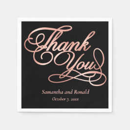 ブラック&バラ金ゴールドありがとう書結婚道 スタンダードカクテルナプキン