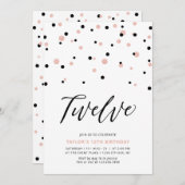 ブラック&バラ金ゴールドガール12th10代のバースデーパーティー 招待状 (正面/裏面)