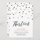 ブラック&バラ金ゴールドガール13th10代のバースデーパーティー 招待状 (正面/裏面)