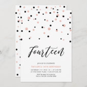 ブラック&バラ金ゴールドガール14th10代のバースデーパーティー 招待状 (正面/裏面)