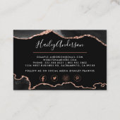 ブラック&バラ金ゴールドグリッター水カラーギルド瑪瑙 名刺 (裏面)