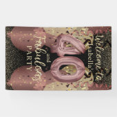 ブラック&バラ金ゴールドグリッター40th Birthday 横断幕 (横)