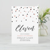 ブラック&バラ金ゴールドシンプル11thバースデ10代のィーパーティー 招待状 (スタンド正面)