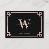 ブラック&バラ金ゴールドピンクギリシャ鍵ソーシャルメディア 名刺 (正面)