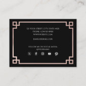 ブラック&バラ金ゴールドピンクギリシャ鍵ソーシャルメディア 名刺 (裏面)