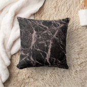 ブラック&バラ金ゴールドピンクグリッターマーブルグラムトレンディー クッション (ブランケット)