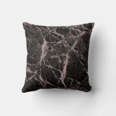 ブラック&バラ金ゴールドピンクグリッターマーブルグラムトレンディー クッション (裏面)