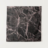 ブラック&バラ金ゴールドピンクグリッターマーブルグラムトレンディー タペストリー (正面)