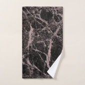 ブラック&バラ金ゴールドピンクグリッターマーブルグラムトレンディー バスタオルセット (ハンドタオル)