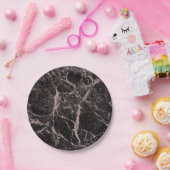 ブラック&バラ金ゴールドピンクグリッターマーブルグラムトレンディー ペーパープレート (パーティー)