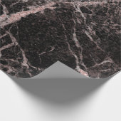 ブラック&バラ金ゴールドピンクグリッターマーブルグラムトレンディー ラッピングペーパー (角)
