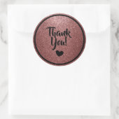 ブラック&バラ金ゴールドフェイクグリッターありがとう ラウンドシール (バッグ)