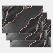 ブラック&バラ金ゴールドフェイクグリッターアゲートデザイン