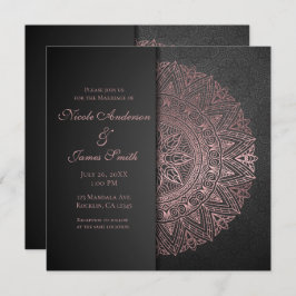 ブラック&バラ金ゴールドマンダラエレガントな結婚式結婚 招待状
