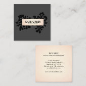 ブラック&バラ金ゴールドメイクアップアーティスト&ヘアサロン スクエア名刺 (正面/裏面)