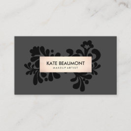 ブラック&バラ金ゴールドメイクアップアーティスト&ヘアサロン 名刺