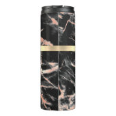 ブラック&バラ金ゴールド大理石金ゴールドボックス、名前&モノグラム タンブラー (裏面)