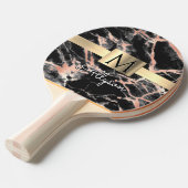 ブラック&バラ金ゴールド大理石金ゴールドボックス、名前&モノグラム 卓球ラケット (正面アングル)