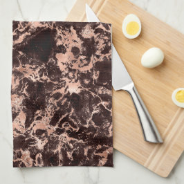 ブラック&バラ金ゴールド大理石 キッチンタオル