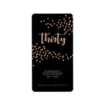 ブラック&バラ金ゴールド水玉模様カスタムビーフラベル