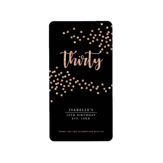 ブラック&バラ金ゴールド水玉模様カスタムビーフラベル ラベル (正面)